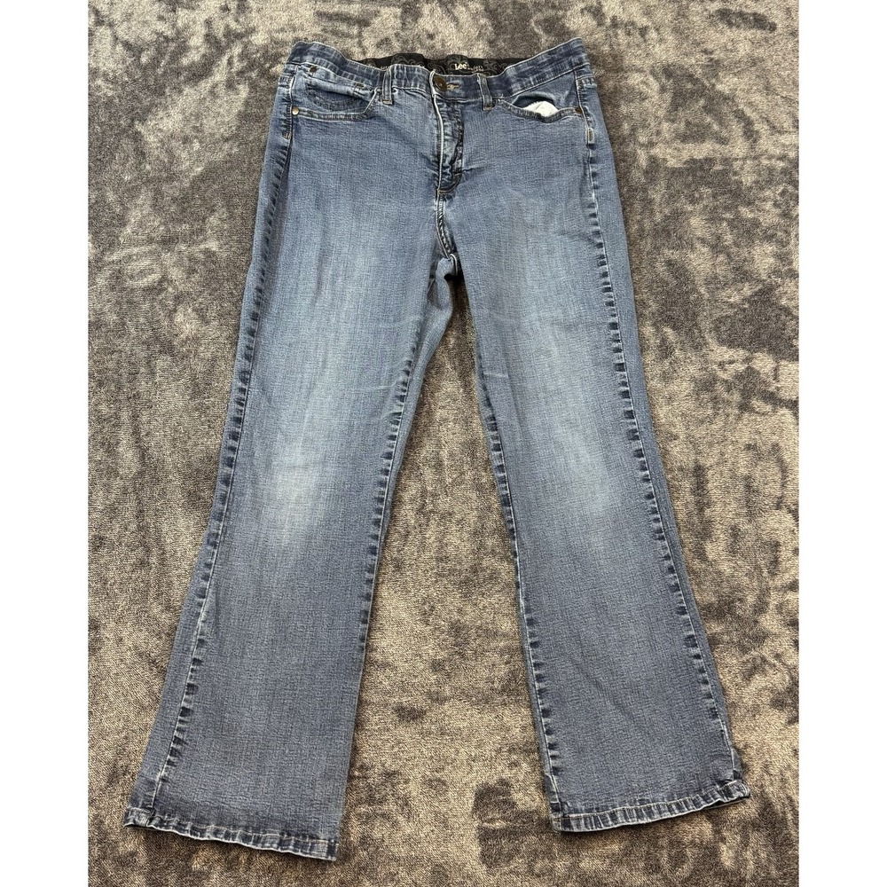 Lee Jeans Womens 14 Comfort Waistband Medium Wash Denim Stretch Straight